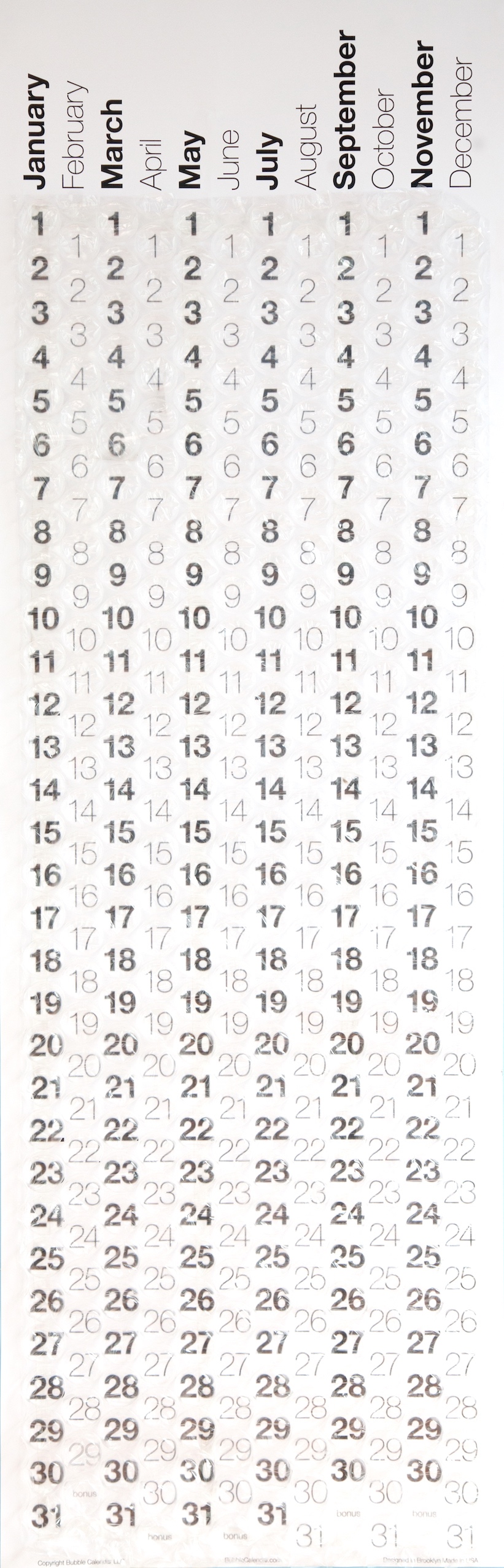 Bubble Wrap Calendar A Poster Sized Calendar With A Bubble To Pop Every Day