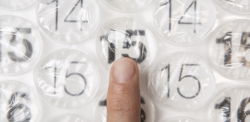 Bubble Wrap® Calendar A poster-sized calendar with a bubble to pop every day